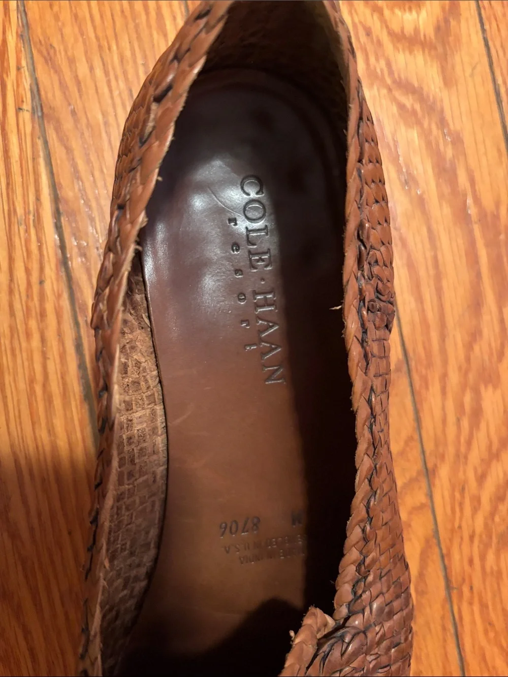 Cole Haan Brown Woven Leather Slip-On Loafers